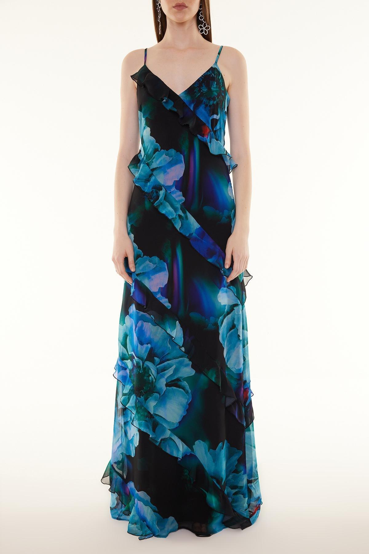 Multicolour Frilly Long Occasionwear Dress, , large image number 3