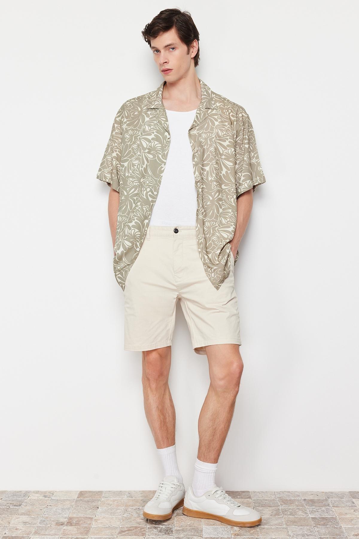 Beige Oversized Floral Patterned Shirt, , large image number 0