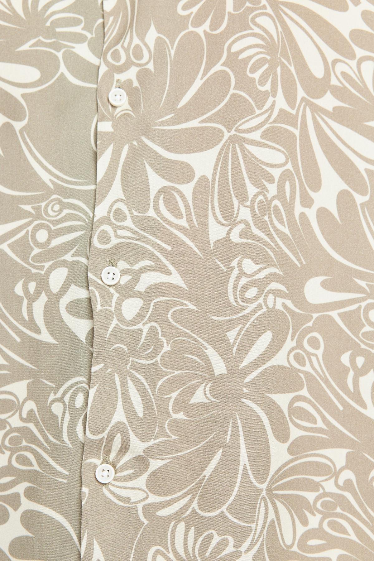 Beige Oversized Floral Patterned Shirt, , large image number 3