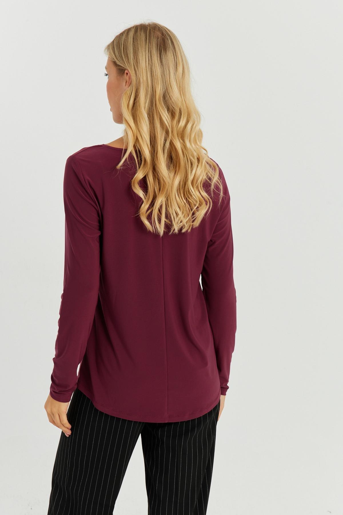 Burgundy Lace Detailed Blouse, , large image number 1