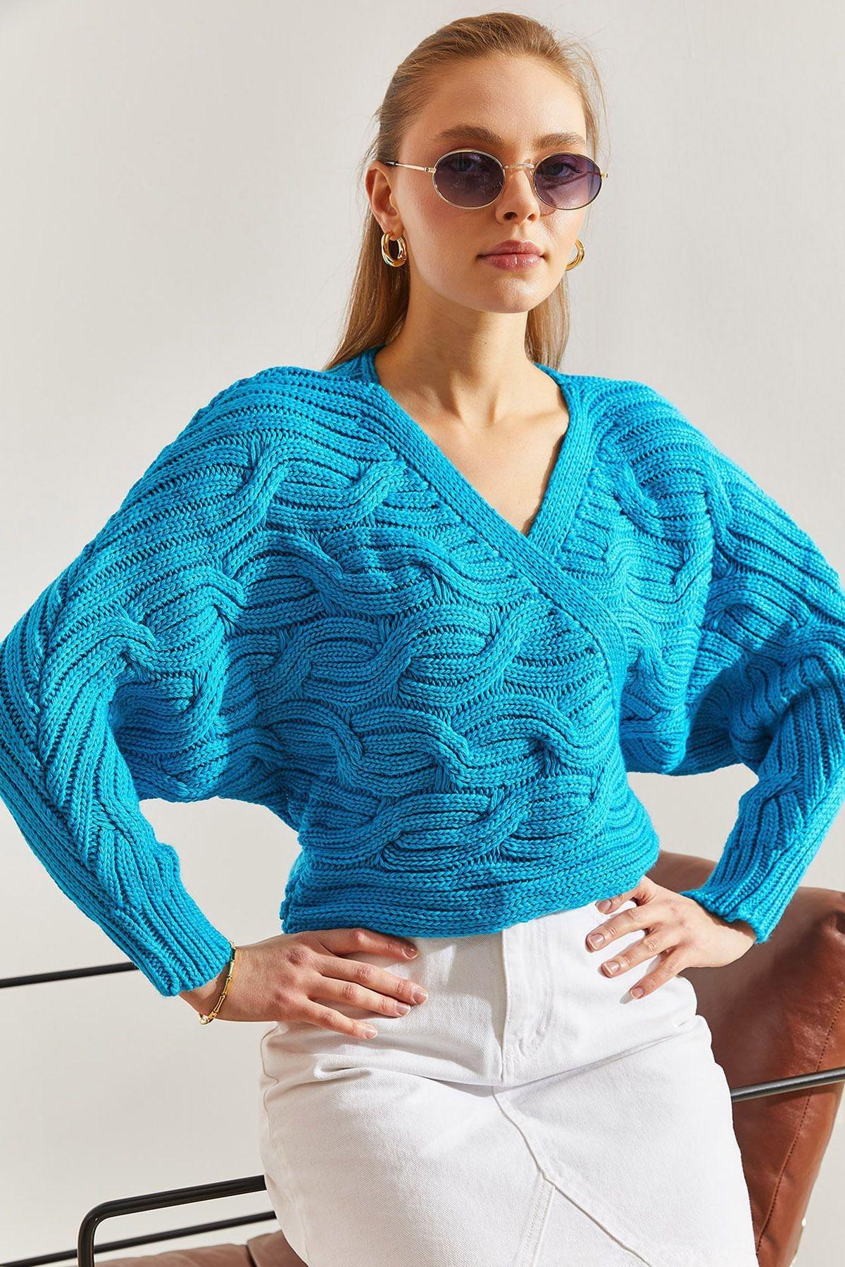 Blue Braided Tie Knitted Cardigan, C101_5726, large image number 1