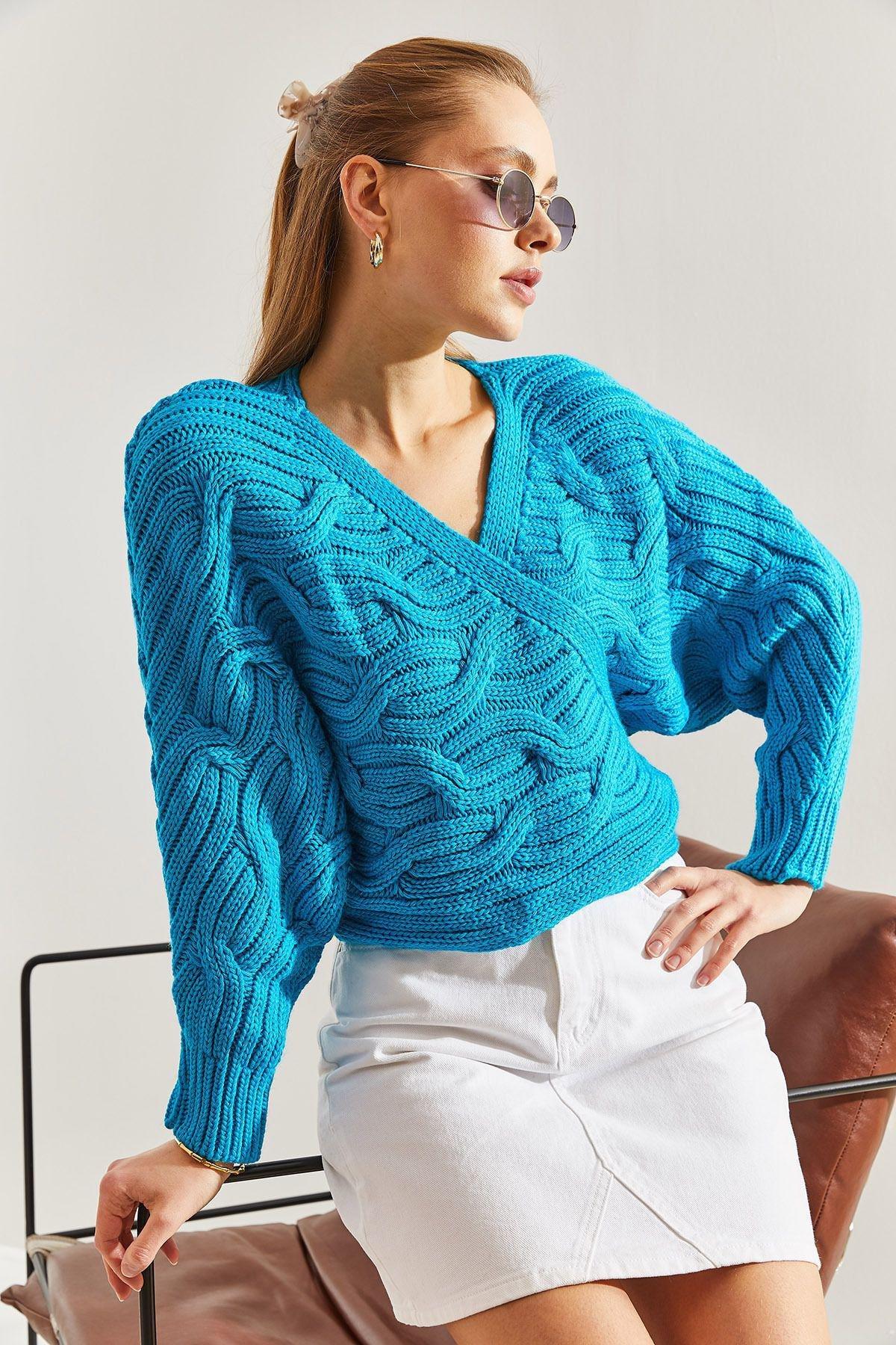Blue Braided Tie Knitted Cardigan, C101_5726, large image number 2