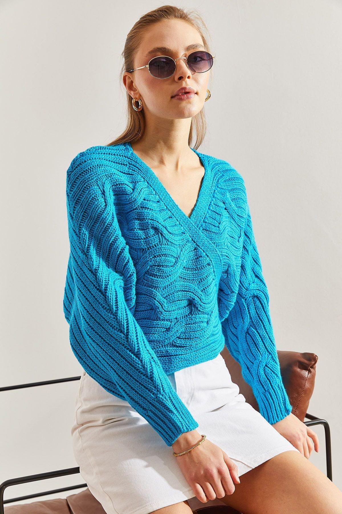 Blue Braided Tie Knitted Cardigan, C101_5726, large image number 4