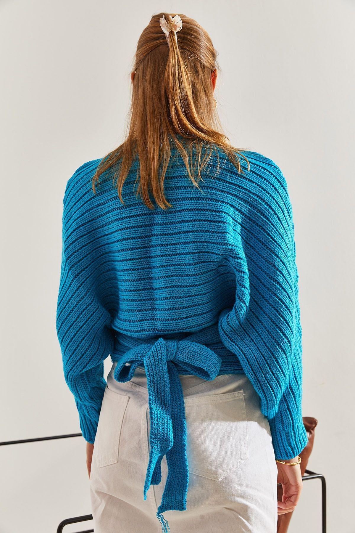 Blue Braided Tie Knitted Cardigan, C101_5726, large image number 5