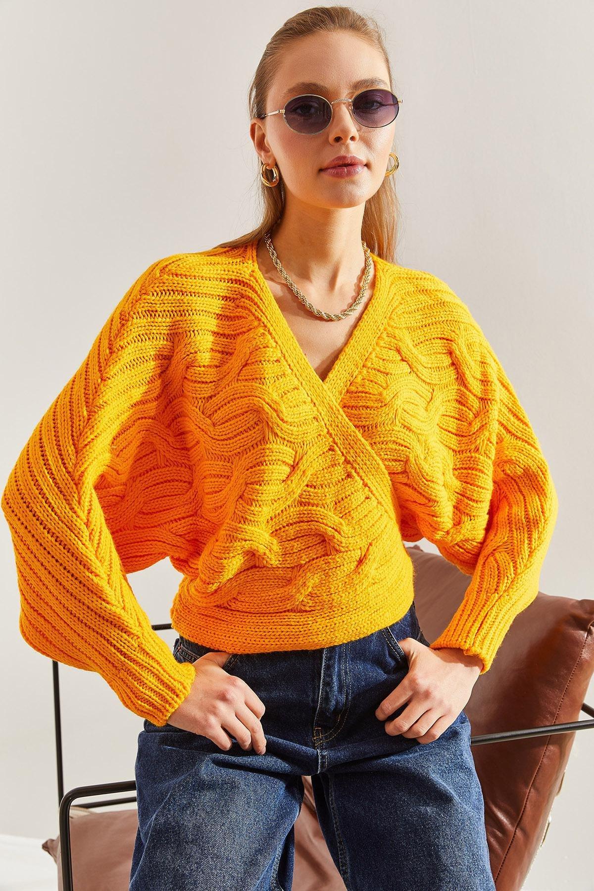 Yellow Braided Tie Knitwear Cardigan, Yellow, large image number 0