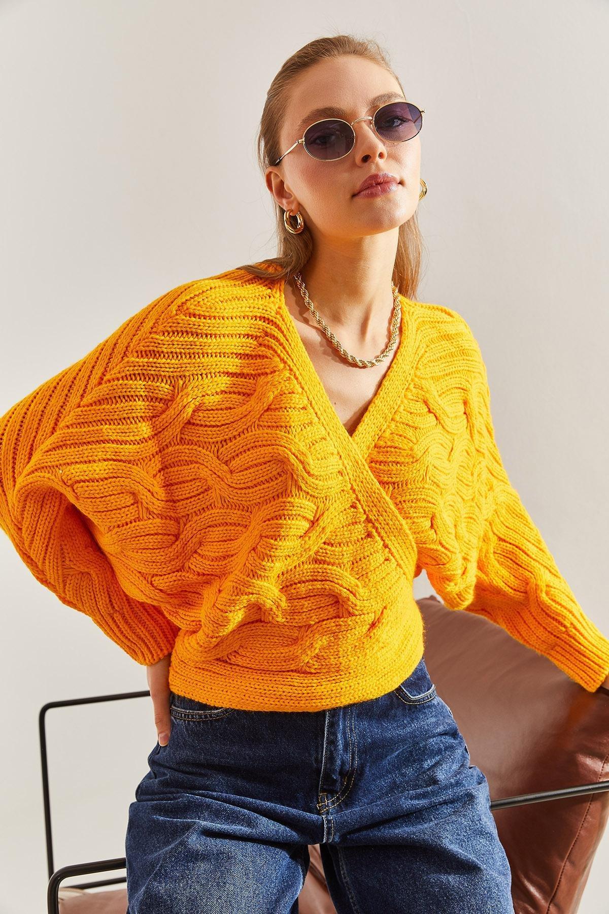 Yellow Braided Tie Knitwear Cardigan, Yellow, large image number 2