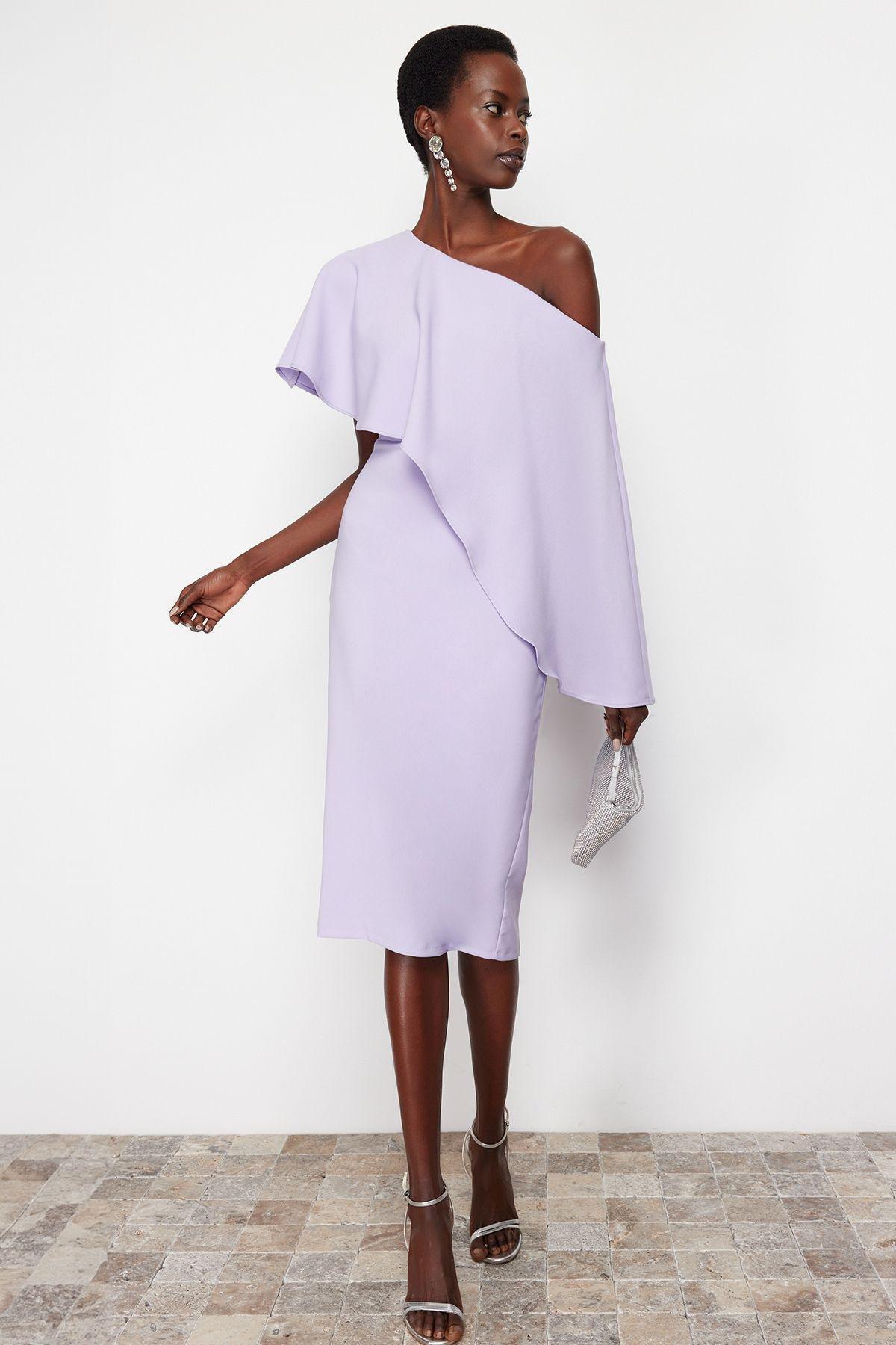 Purple Asymmetric Occassionwear Dress, Lilac, large image number 0