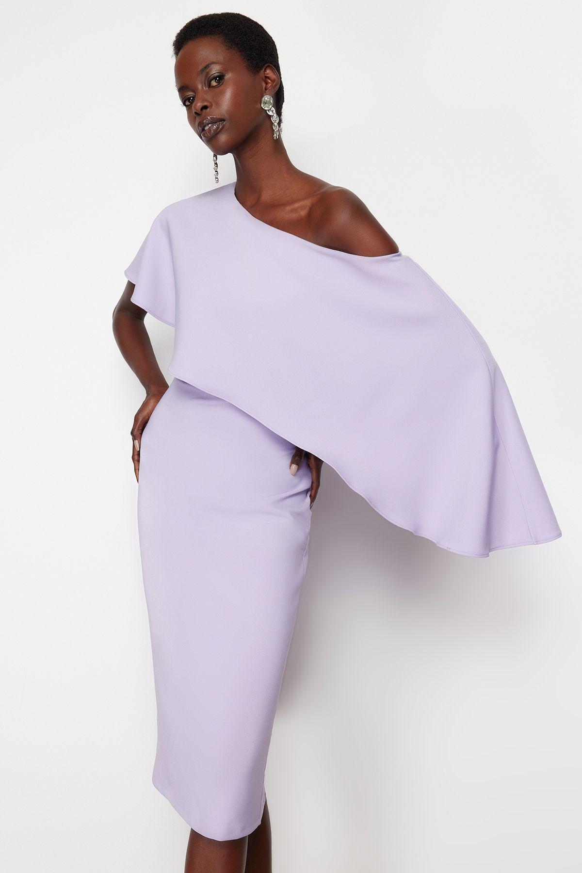 Purple Asymmetric Occassionwear Dress, Lilac, large image number 2