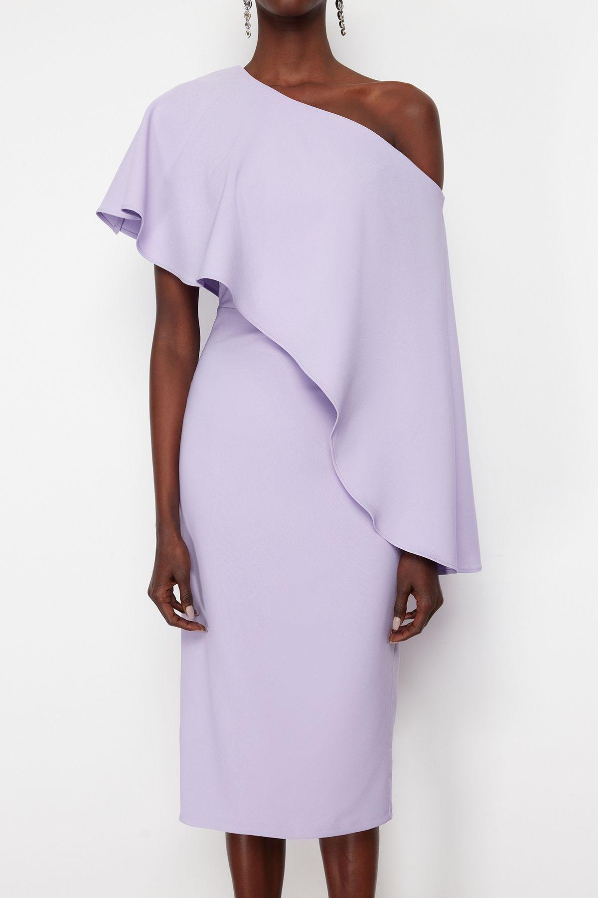 Purple Asymmetric Occassionwear Dress, Lilac, large image number 3