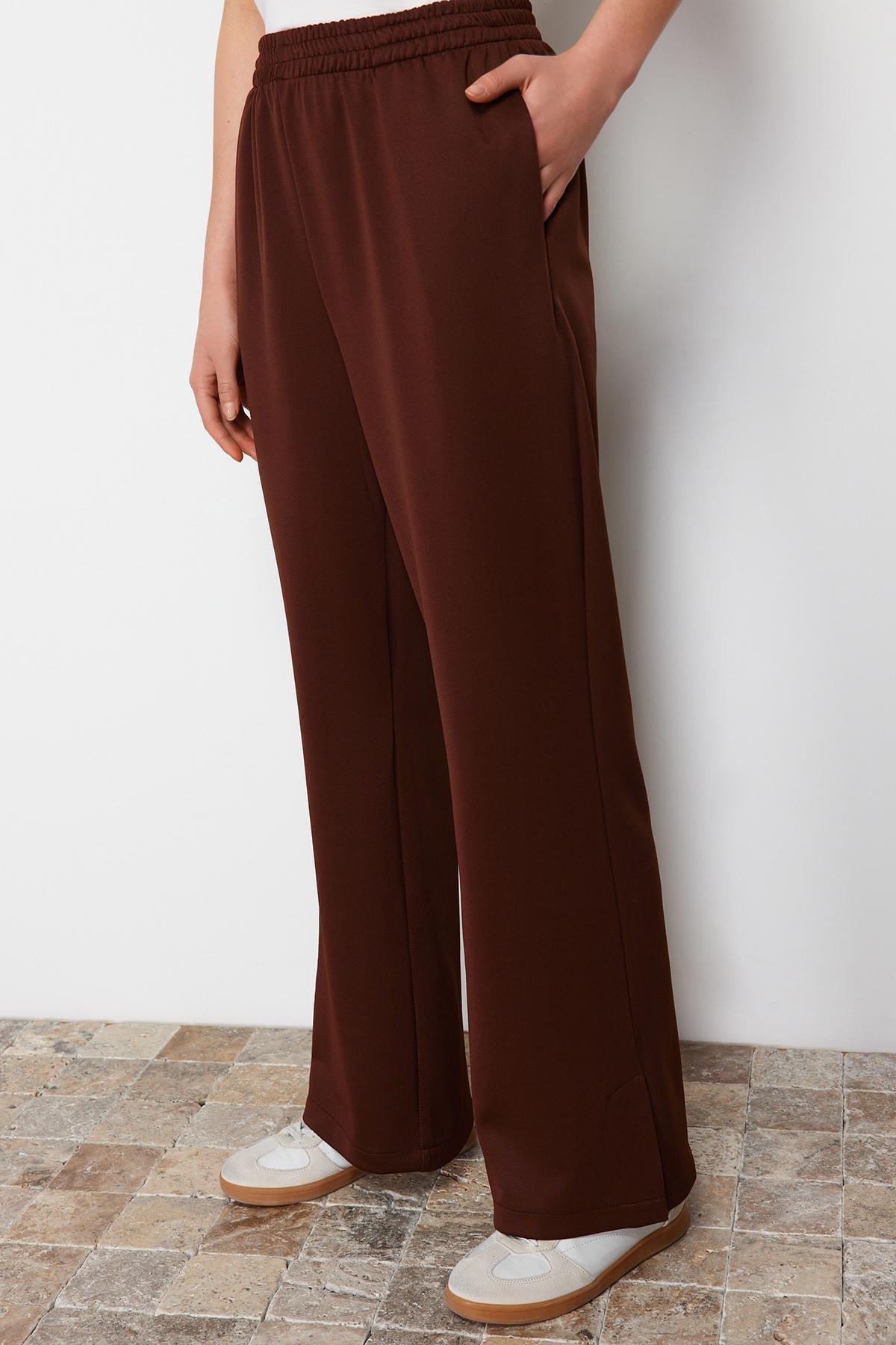 Brown Belted Detailed Knitted Top Suit, , large image number 4