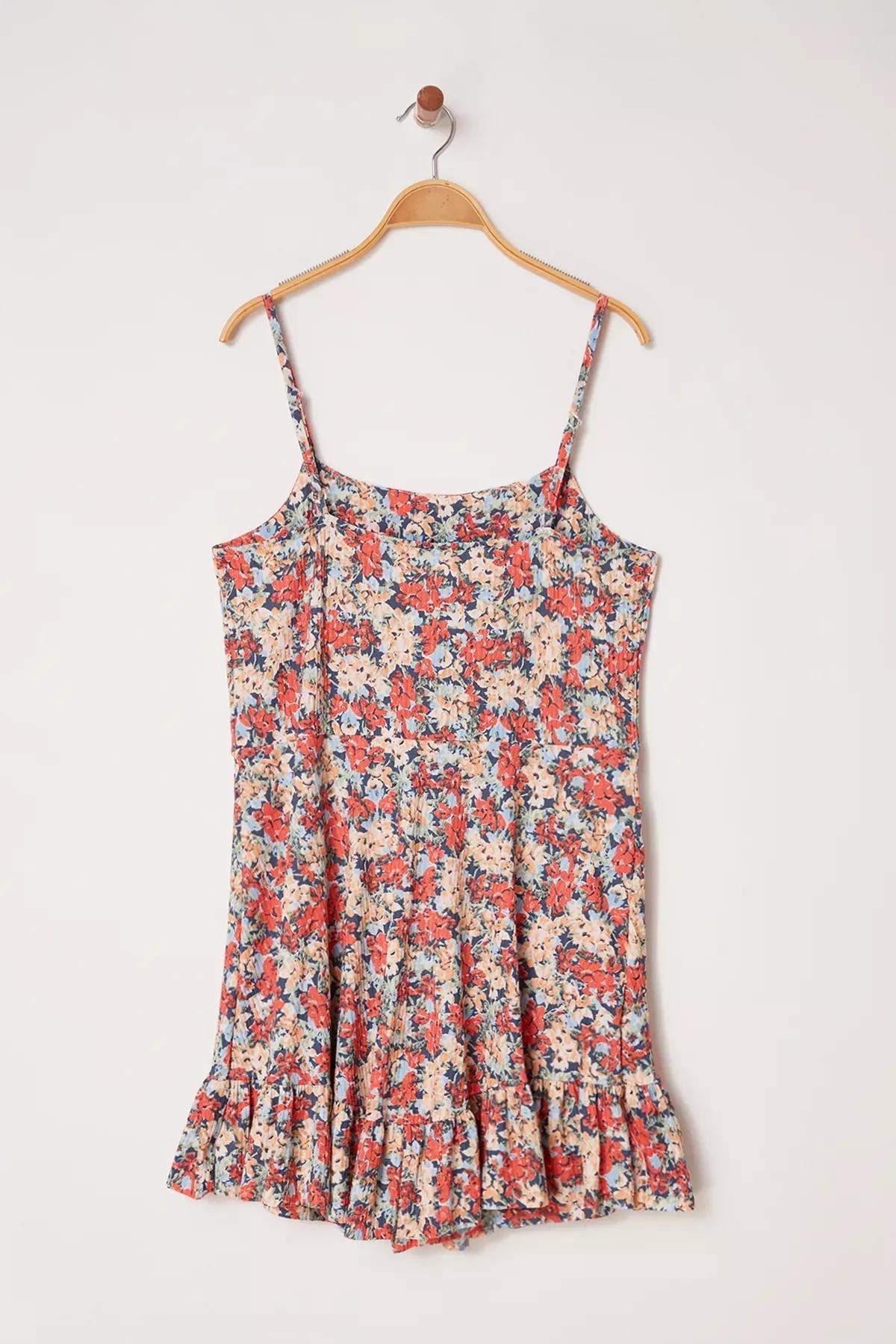 Red Striped Flounce Mini Knitted Jumpsuit, , large image number 5