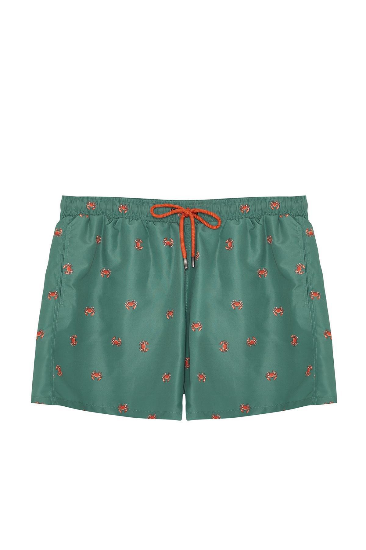 Khaki Crab Print Plus Size Shorts, , large image number 4