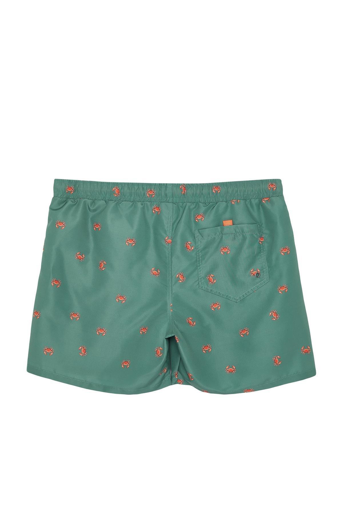 Khaki Crab Print Plus Size Shorts, , large image number 5