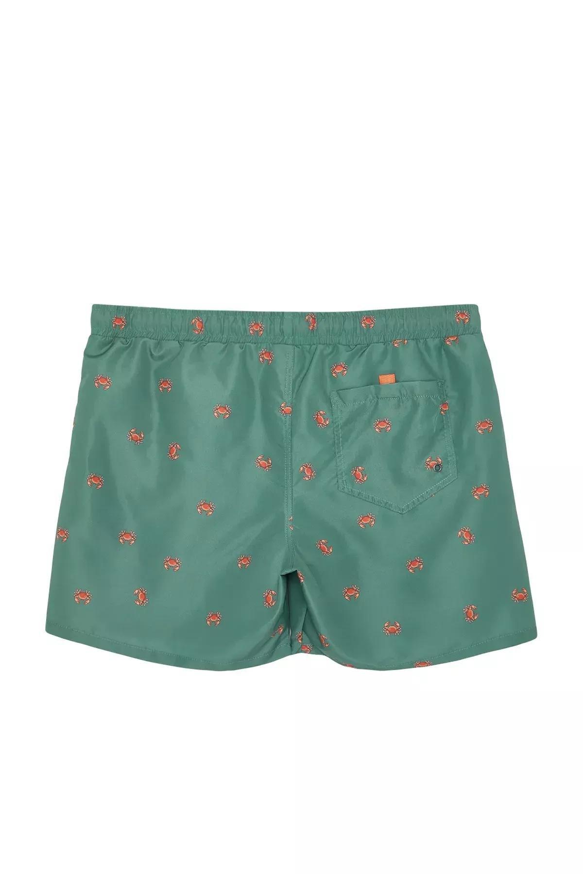 Khaki Crab Print Plus Size Shorts, Khaki, large image number 6