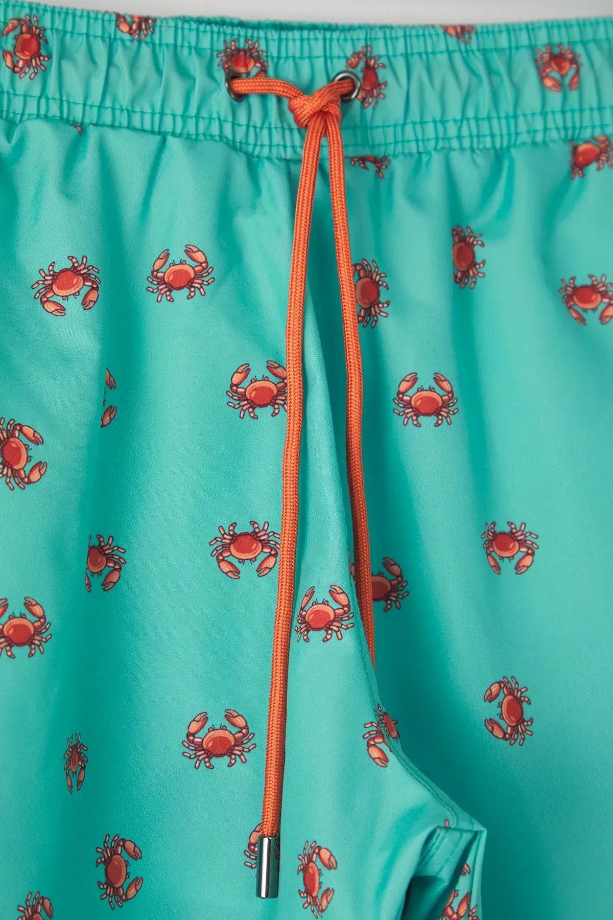 Green Printed Plus-Size  Swimming Shorts, , large image number 1