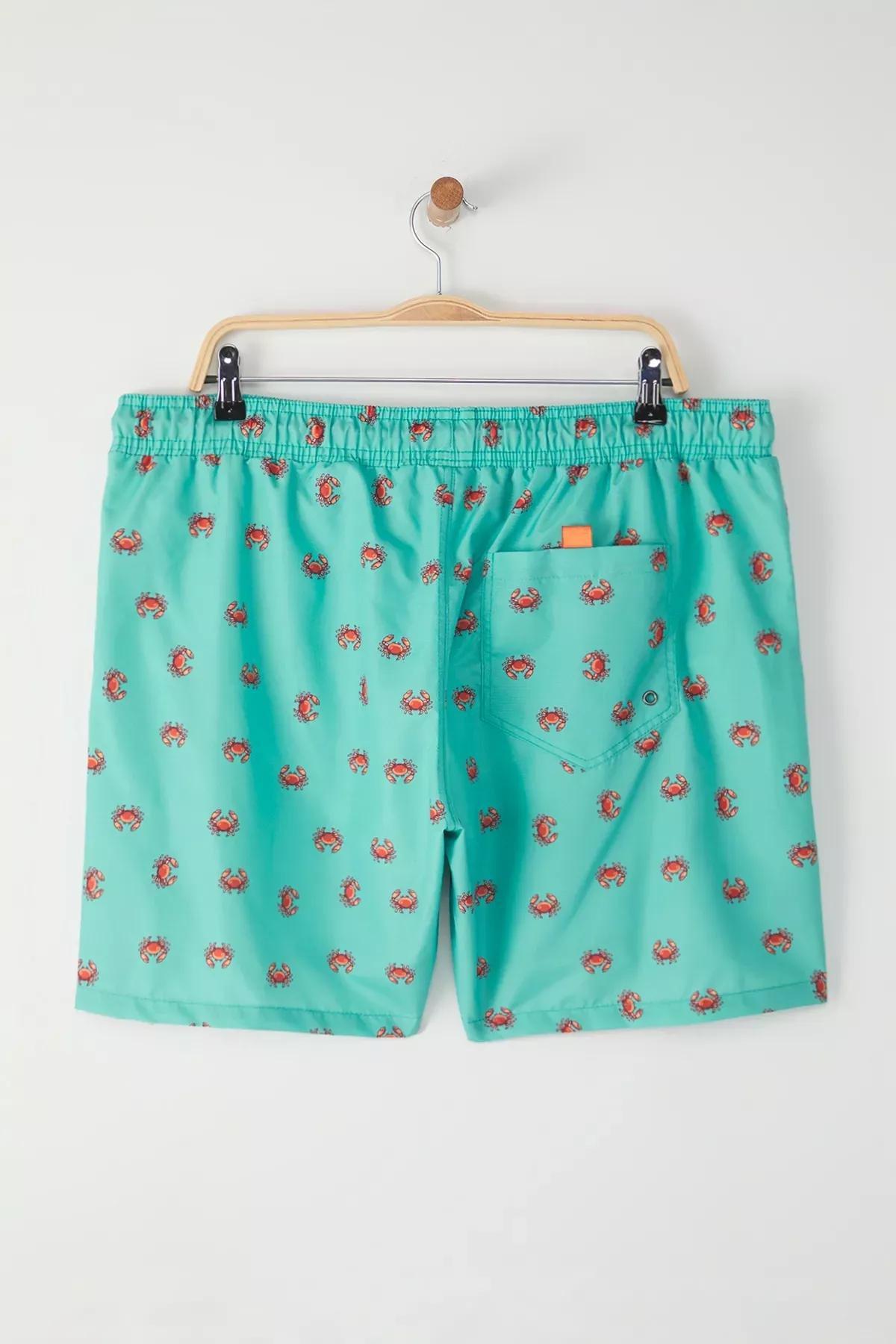 Green Printed Plus-Size  Swimming Shorts, , large image number 3