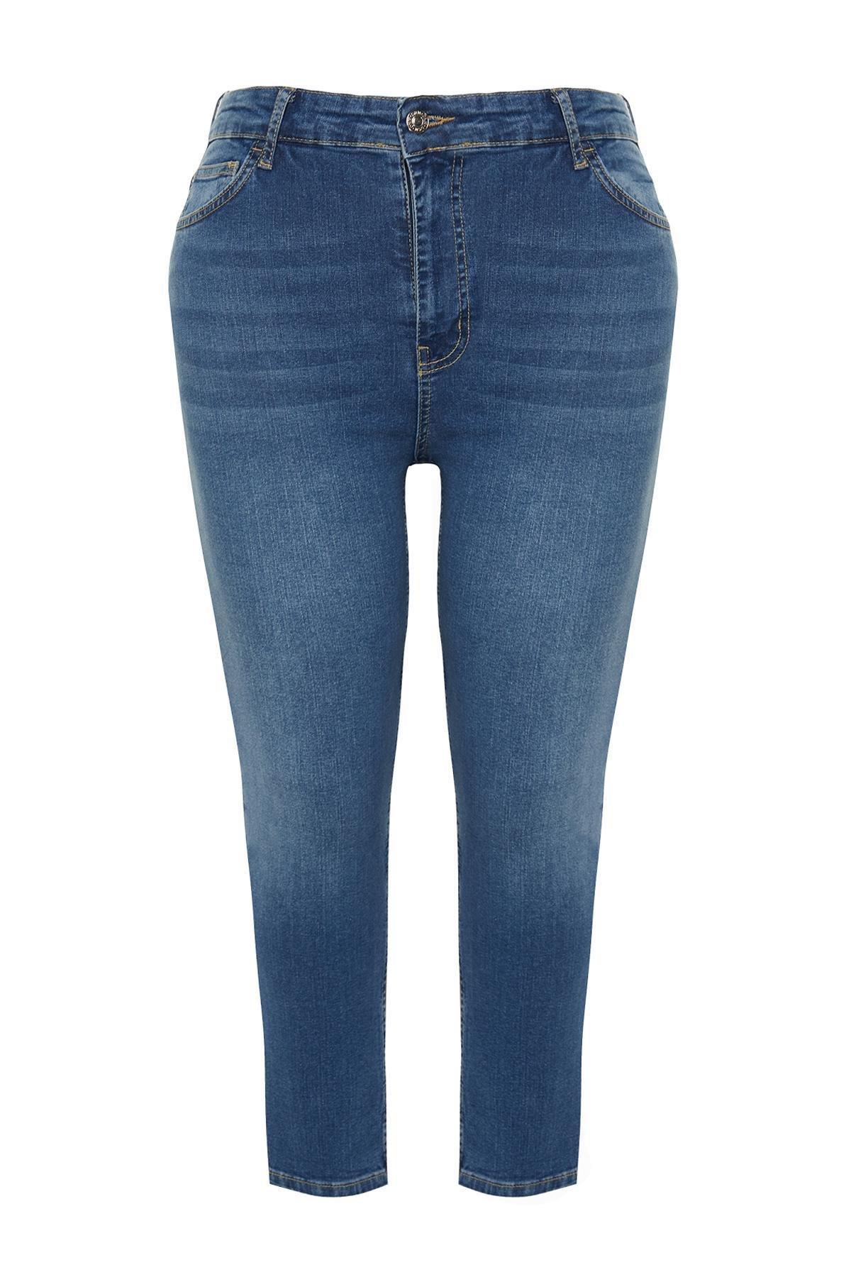 Navy Super High Waist Skinny Jeans, , large image number 4