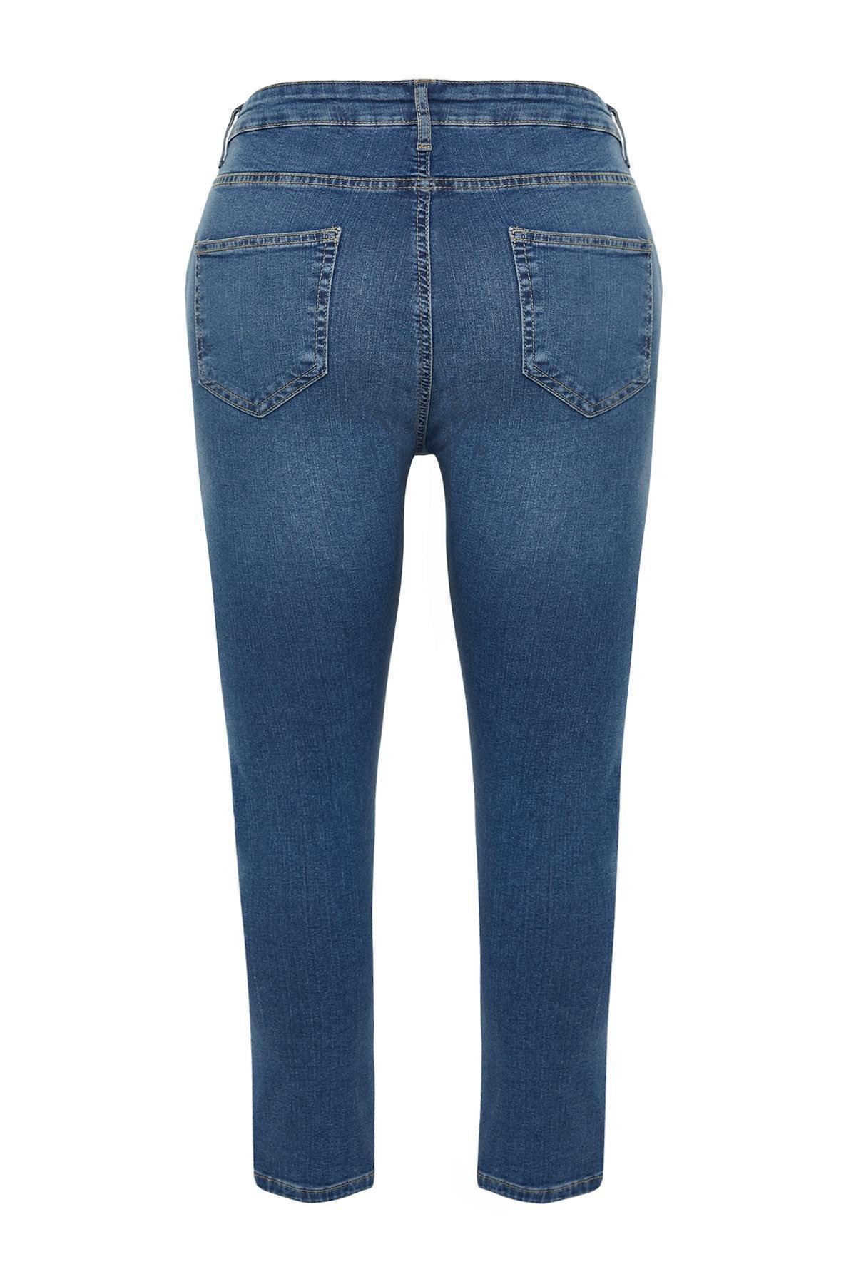 Navy Super High Waist Skinny Jeans, , large image number 5