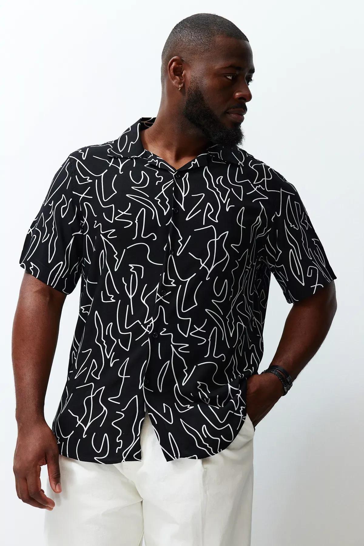Black Regular Fit Printed Shirt, , large image number 1