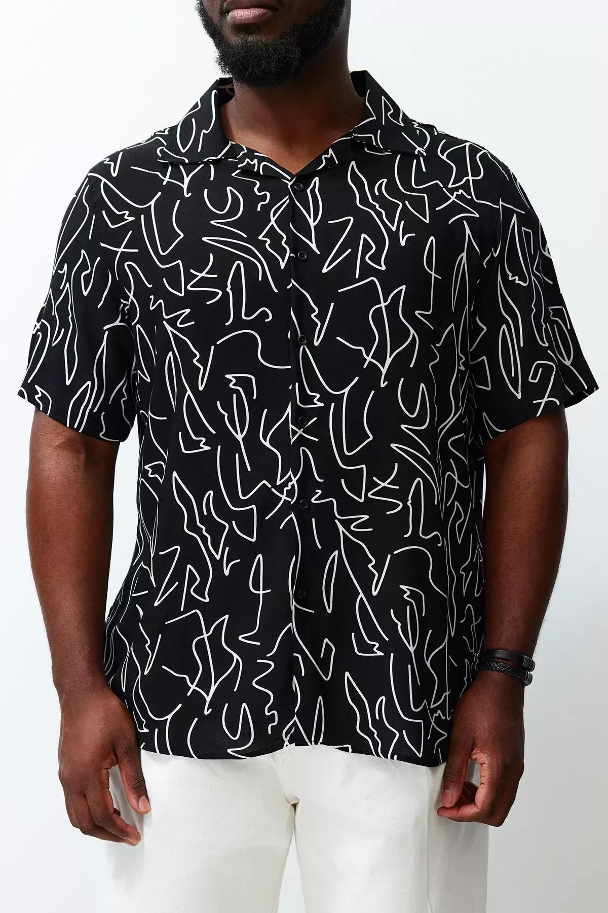 Black Regular Fit Printed Shirt, , large image number 4