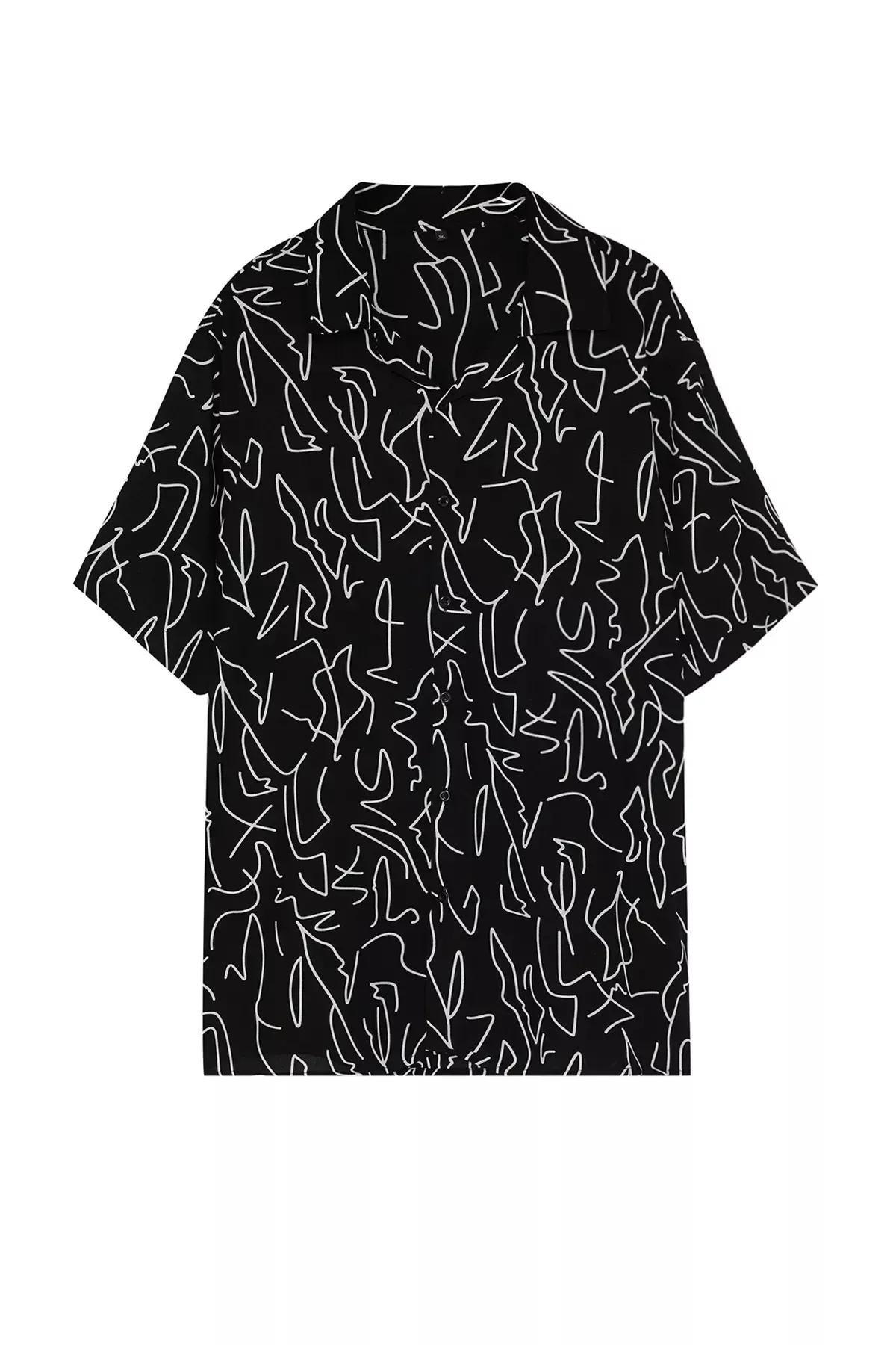 Black Regular Fit Printed Shirt, , large image number 5
