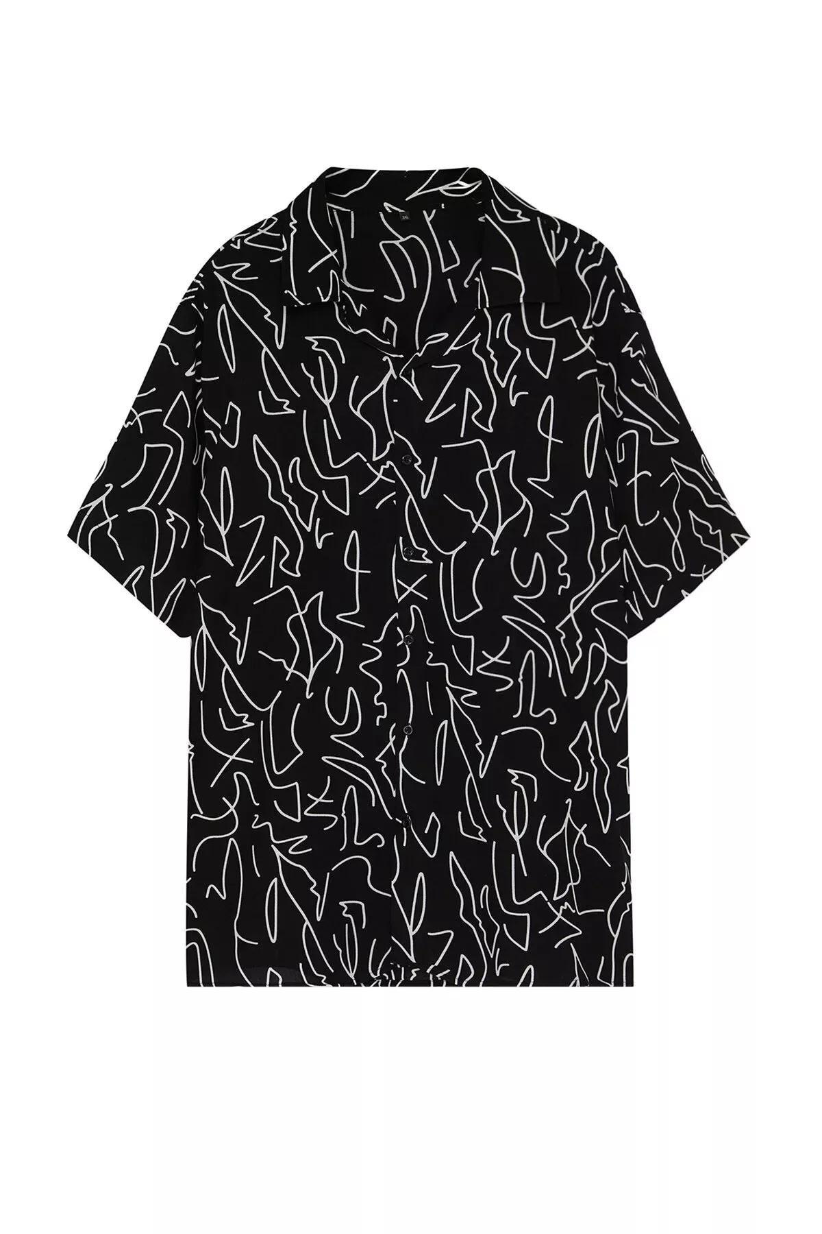 Black Regular Fit Printed Shirt, , large image number 7