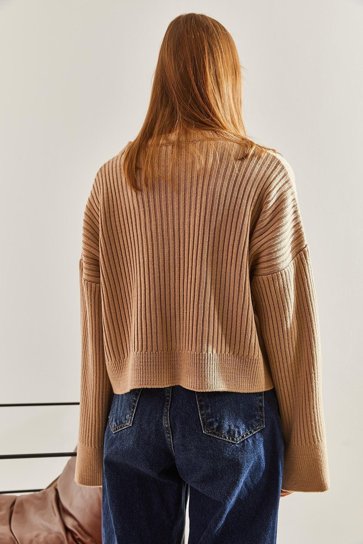 Beige Buttoned Pocket Knitted Cardigan, , large image number 3