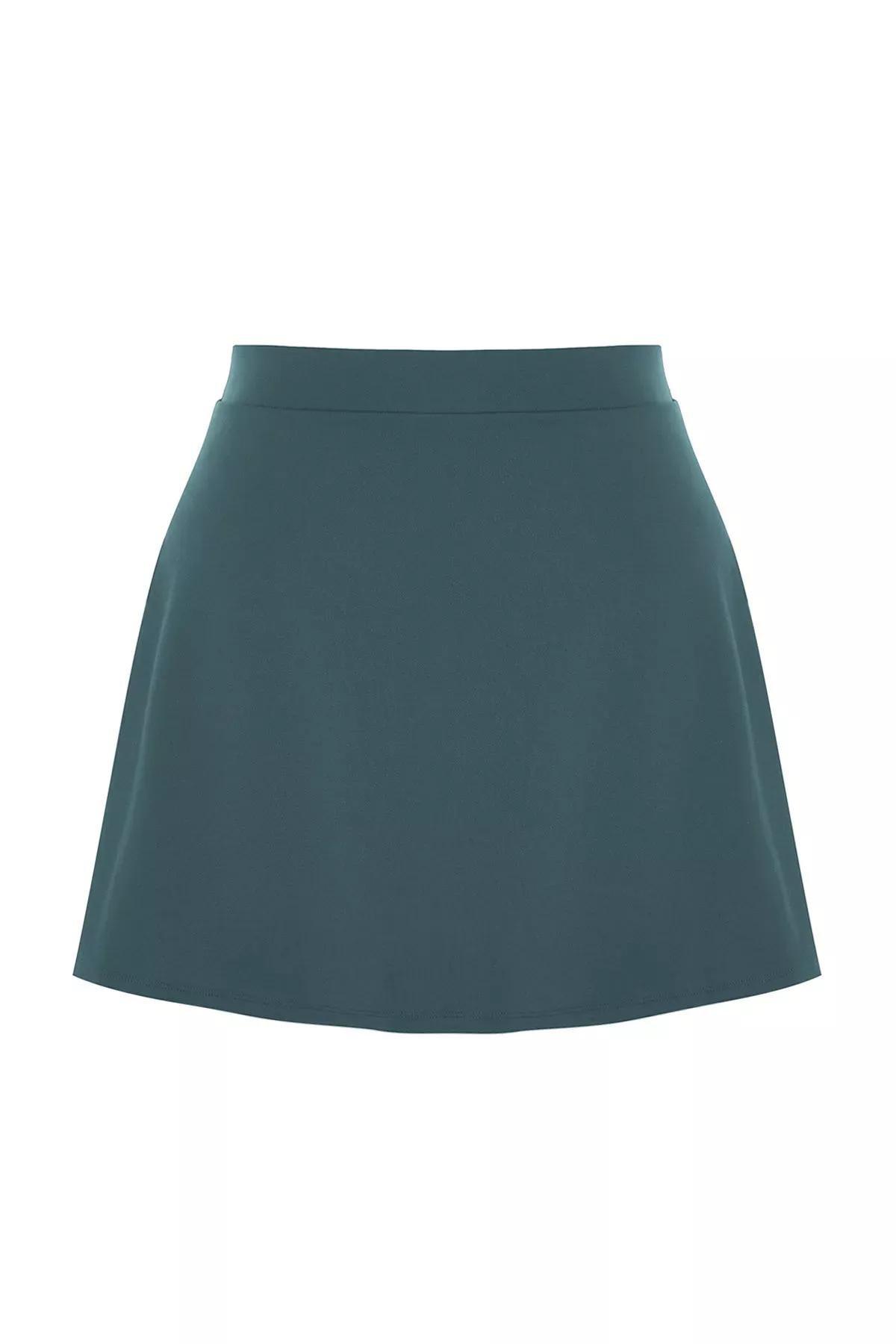 Green Knitted Sports Shorts Skirt, Green, large image number 5