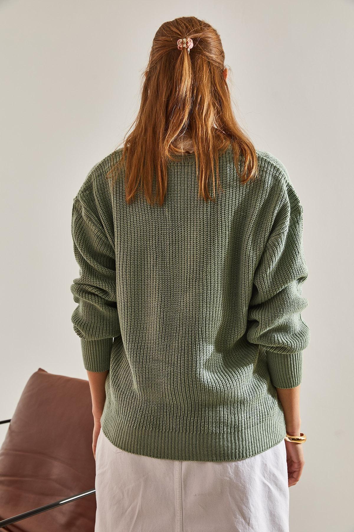 Green Buttoned Knitted Cardigan, , large image number 1