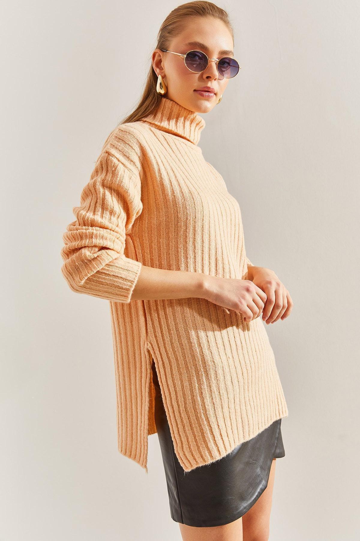 White Turtleneck Knitted Dress, , large image number 0