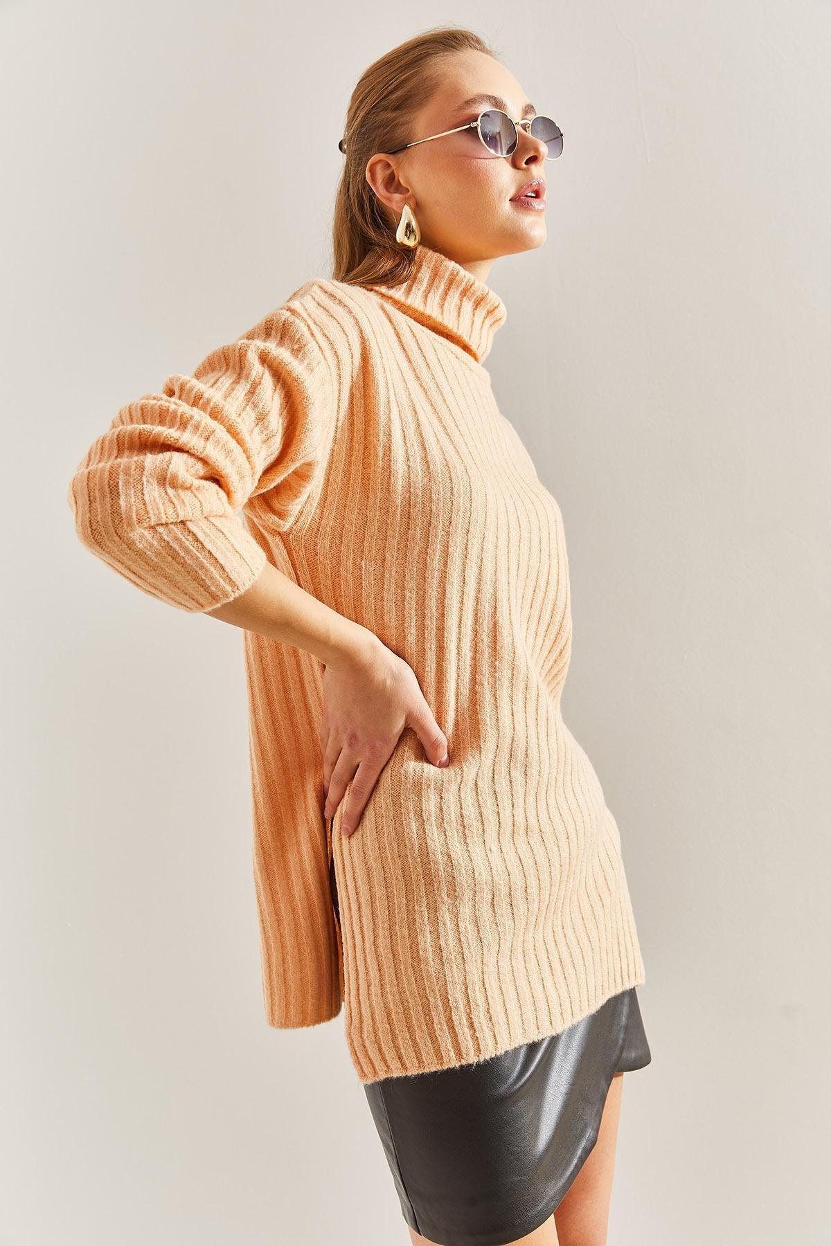 White Turtleneck Knitted Dress, , large image number 1