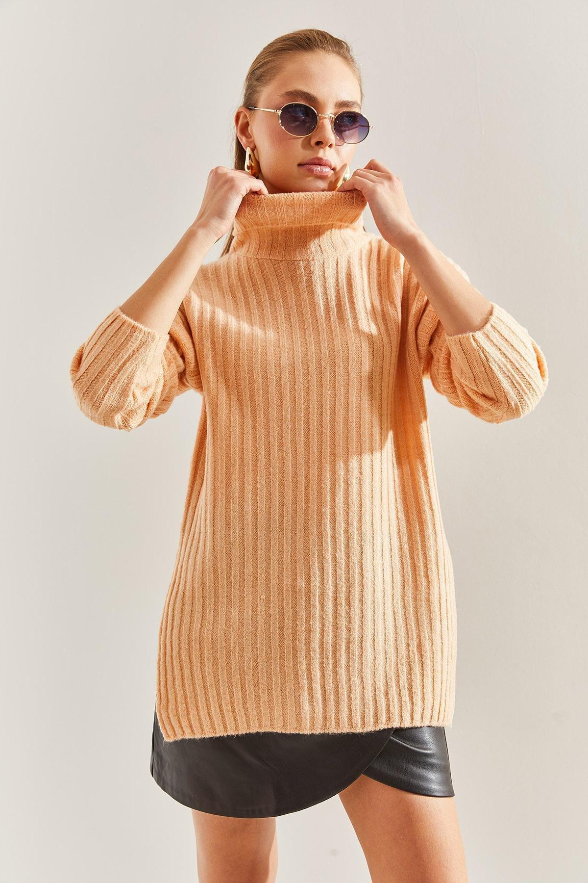 White Turtleneck Knitted Dress, , large image number 2