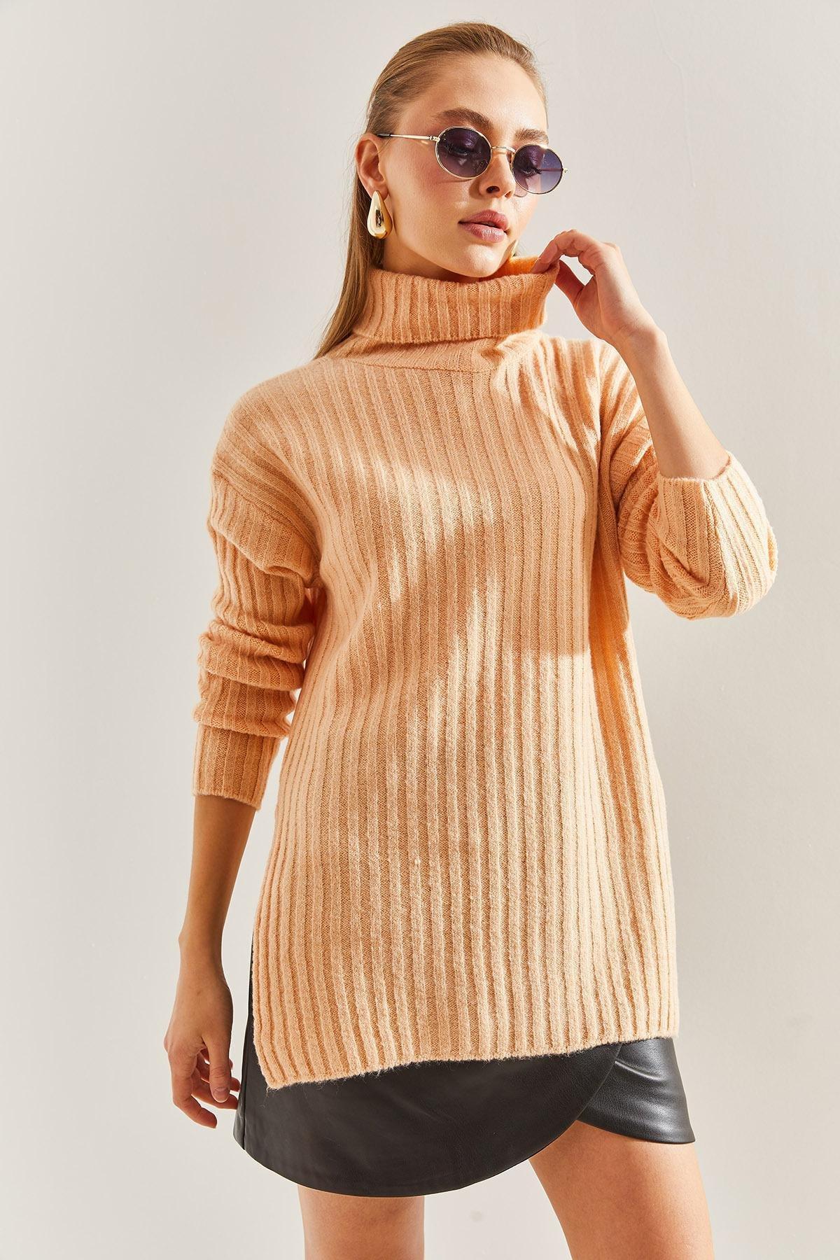White Turtleneck Knitted Dress, , large image number 3