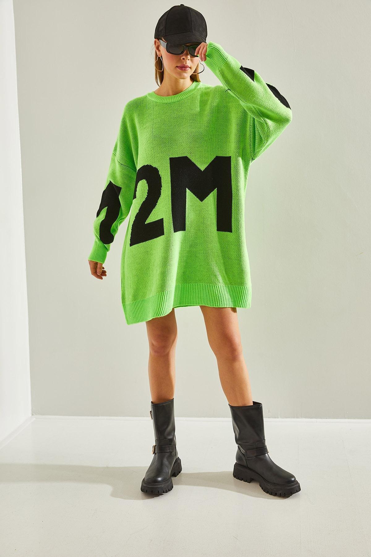 Green Printed Oversize Knitted Sweater, , large image number 4