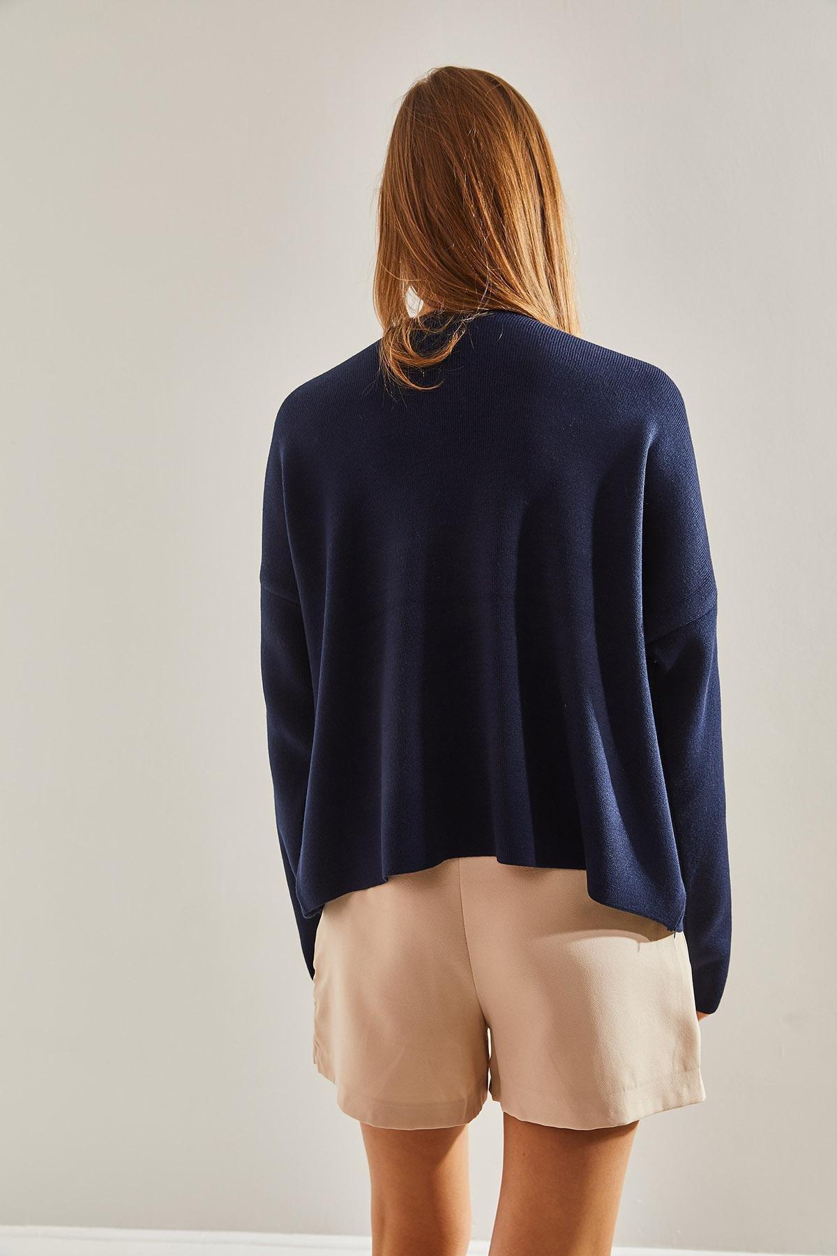 Navy Knitted Sweater, Navy blue, large image number 1