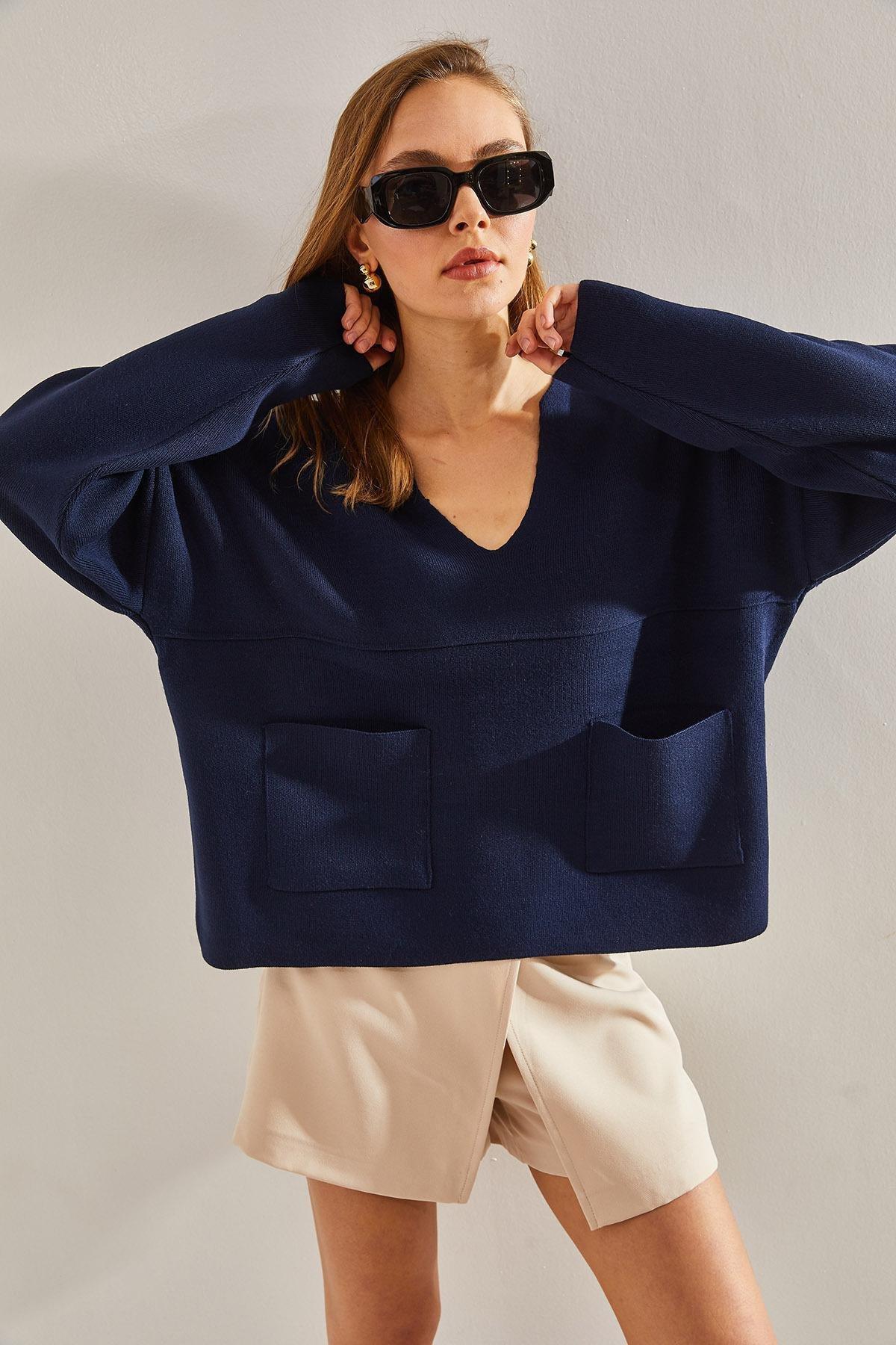 Navy Knitted Sweater, Navy blue, large image number 4