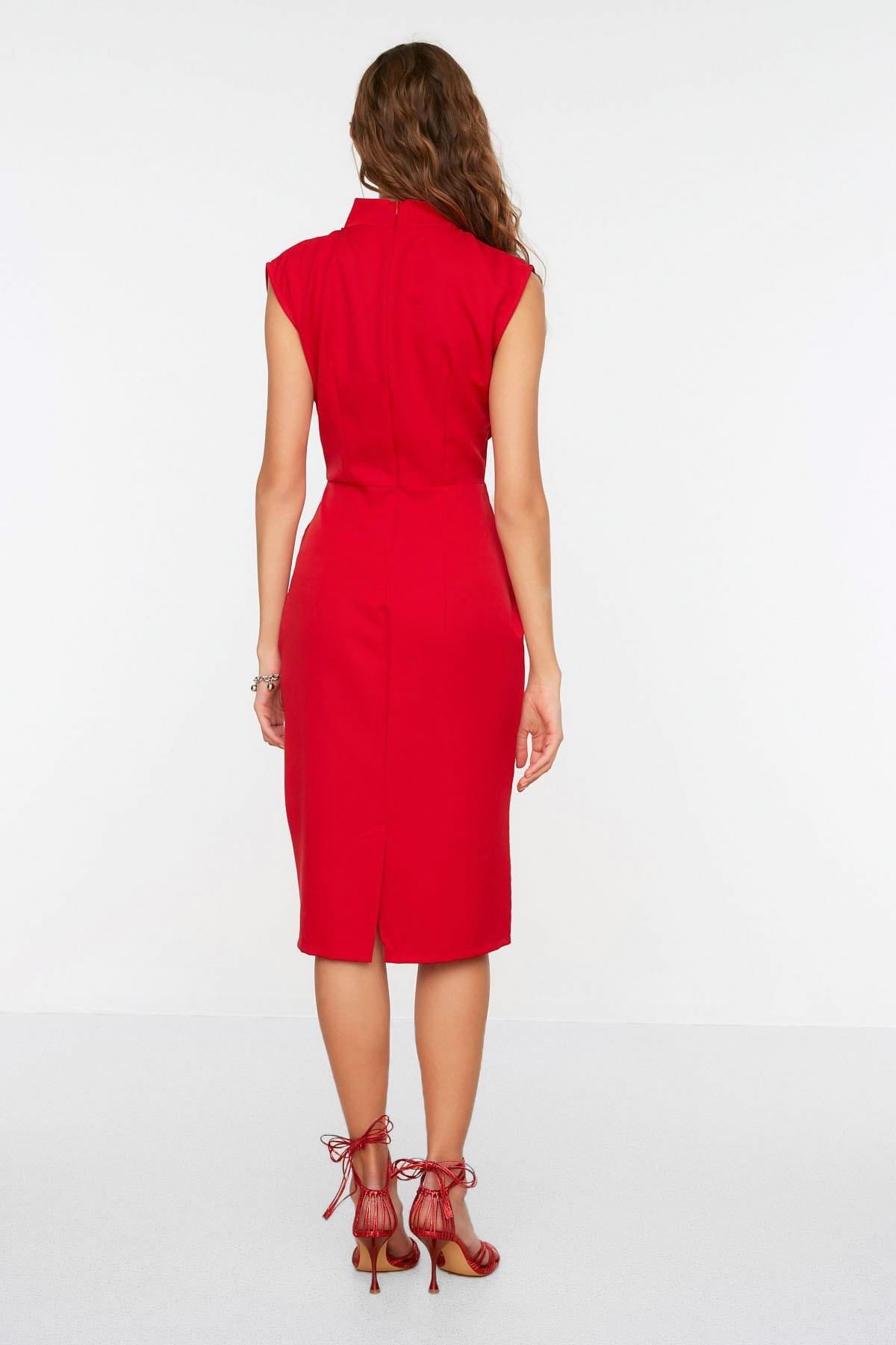 Red Plain Dress, , large image number 4