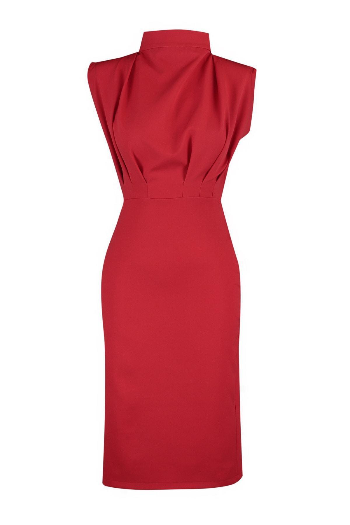 Red Plain Dress, , large image number 5