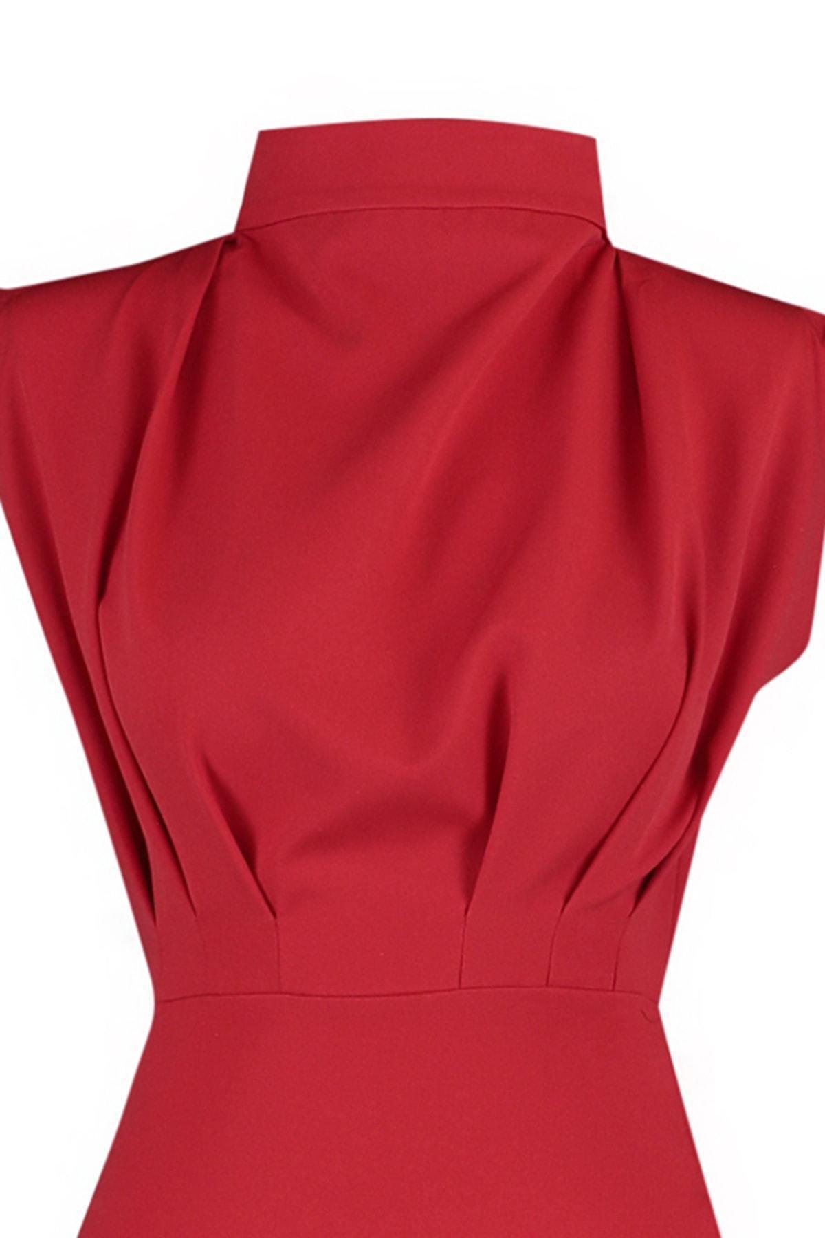 Red Plain Dress, , large image number 6