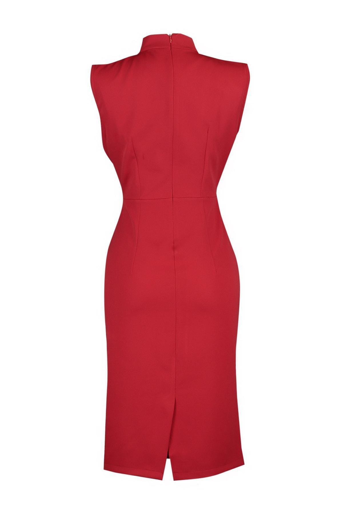 Red Plain Dress, , large image number 7