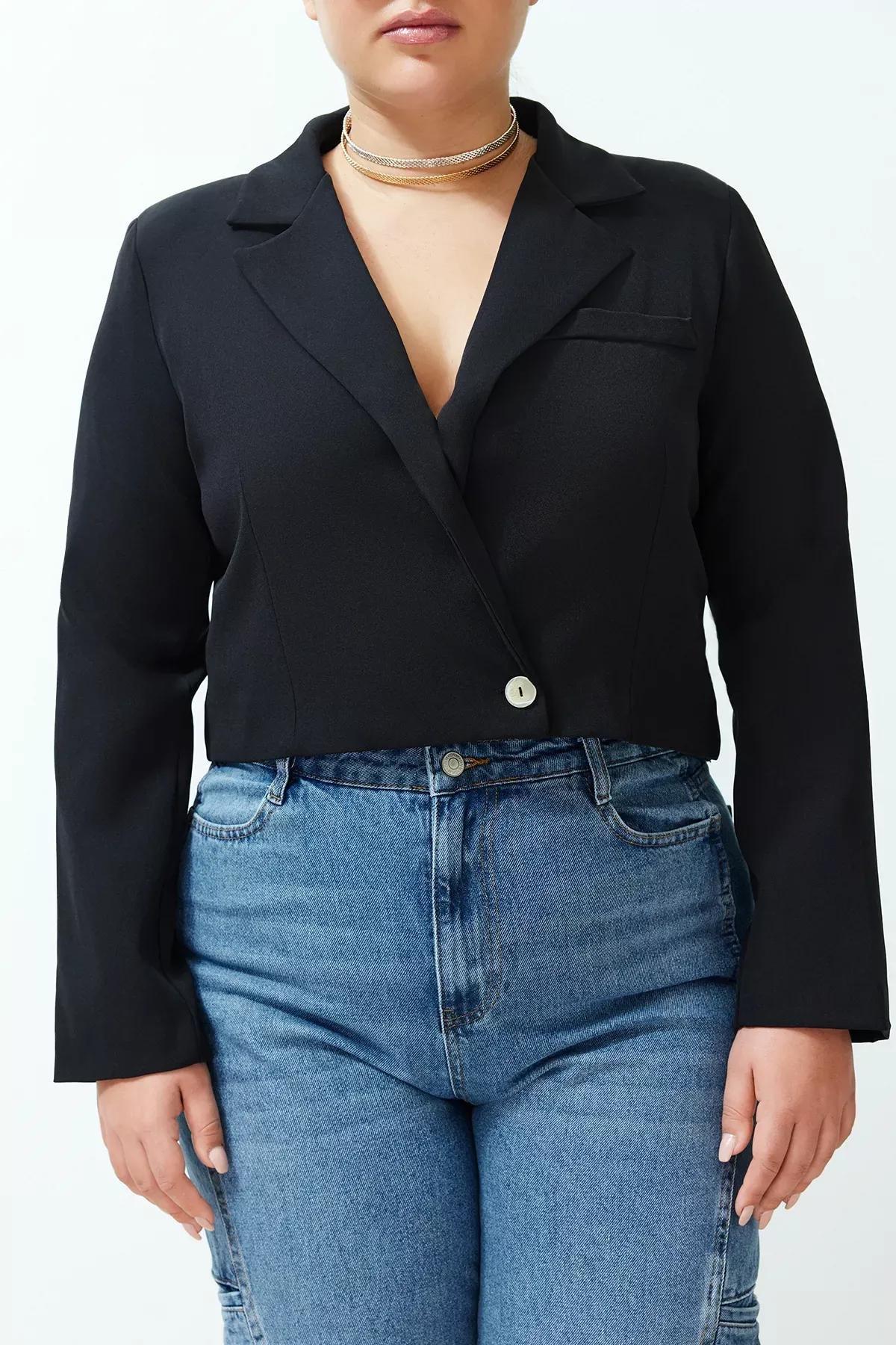 Black Blazer Woven Jacket, , large image number 3
