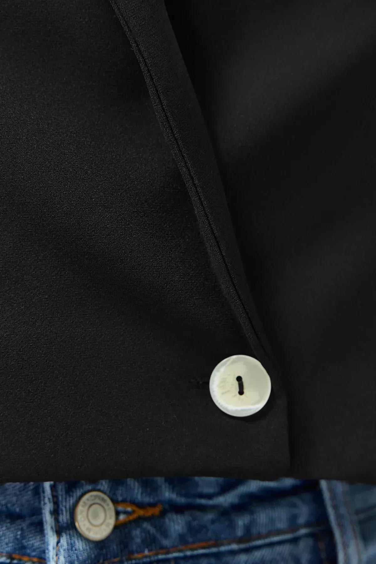 Black Blazer Woven Jacket, , large image number 4