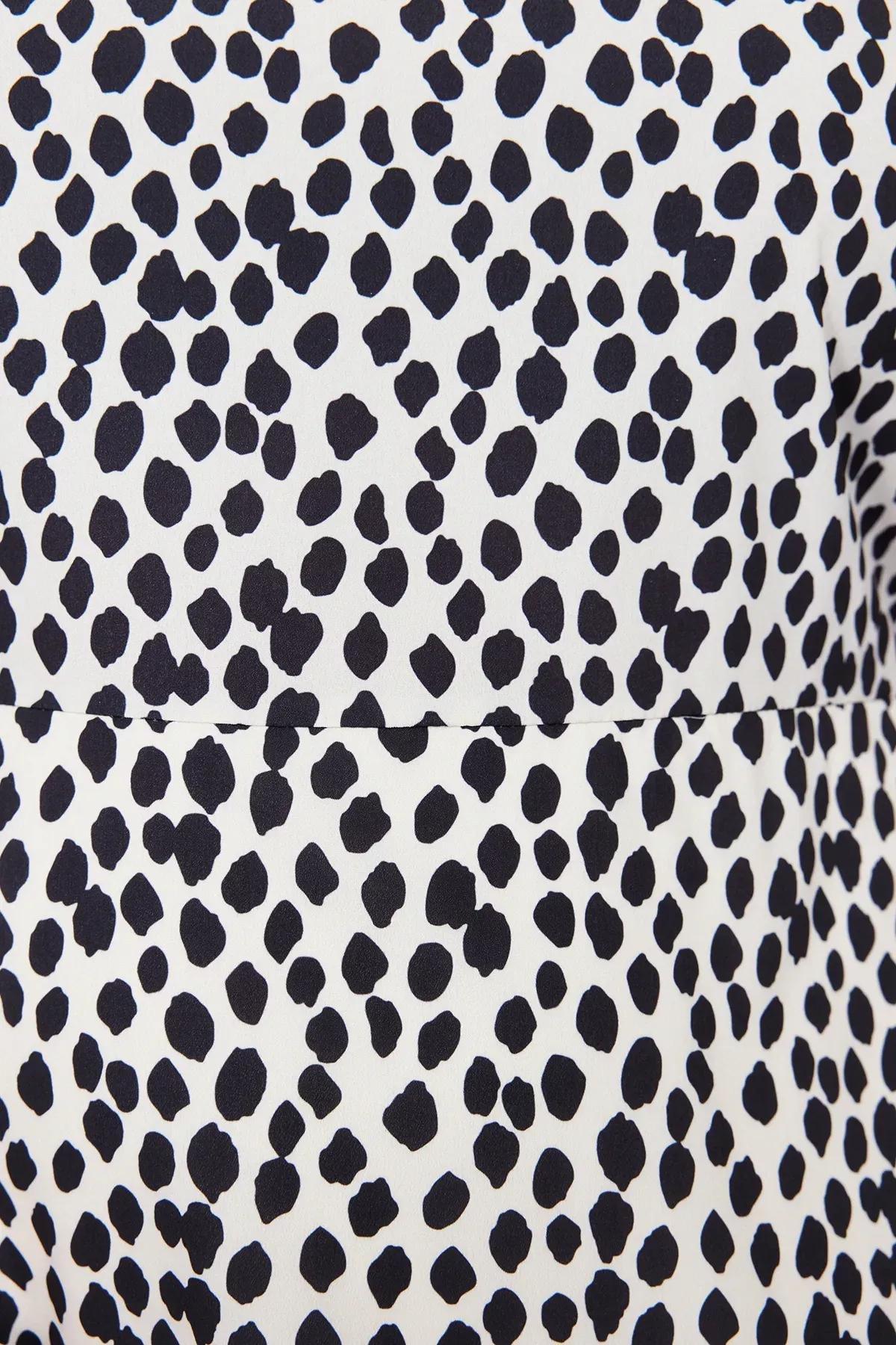 Cream High Neck Midi Dress, Cream, large image number 5