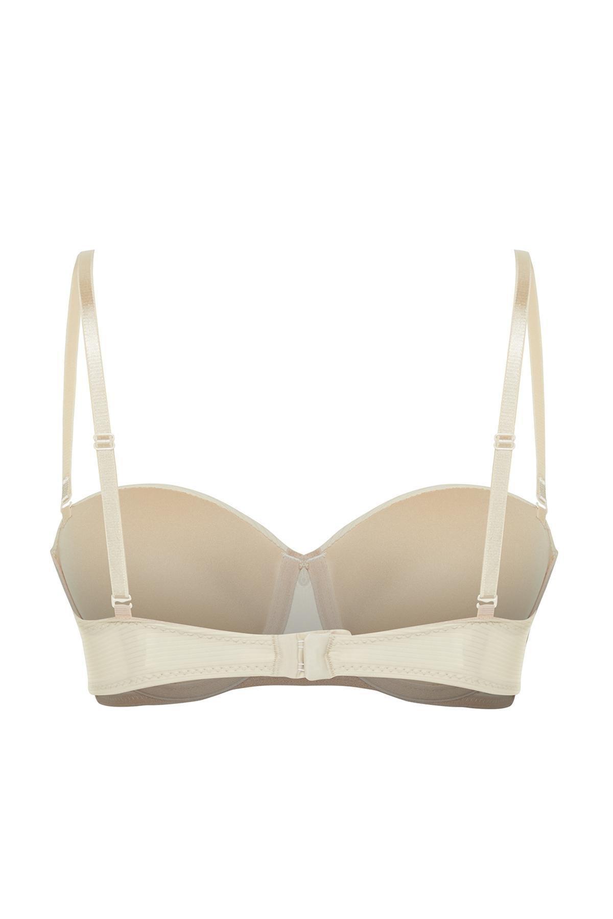 Beige Ribbed Strapless Bra TBBSS24CW00004, , large image number 7