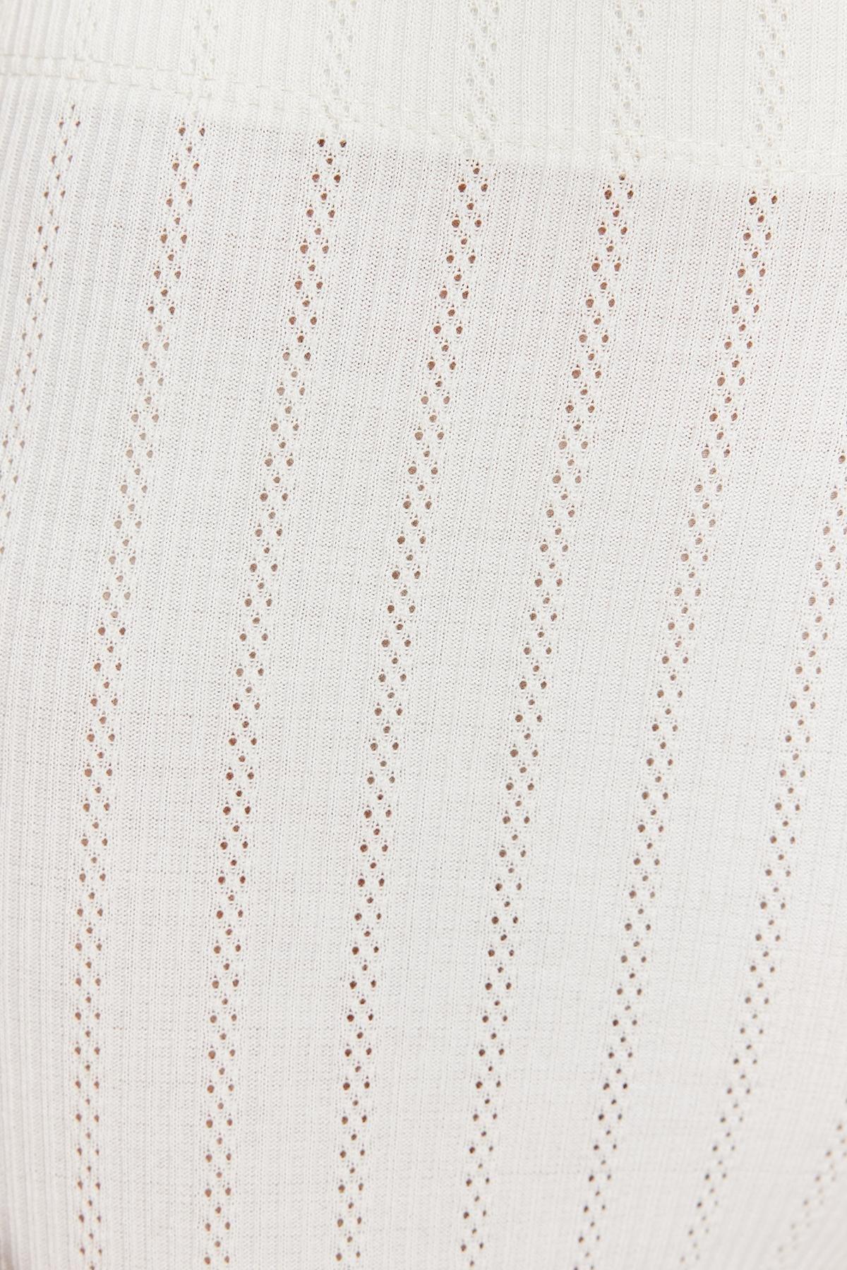 Ecru Corded Openwork/Hole Knitted Pajamas Set THMSS24PT00154, , large image number 3