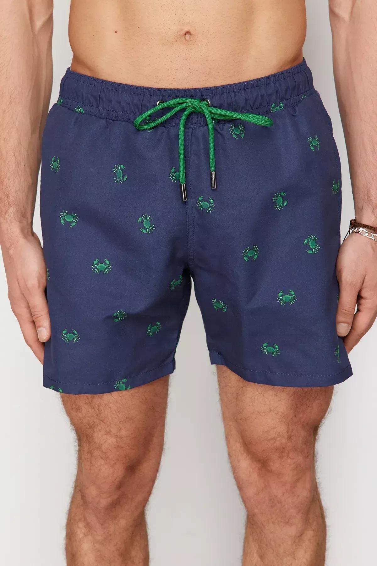 Navy Patterned Swimming Shorts, , large image number 4