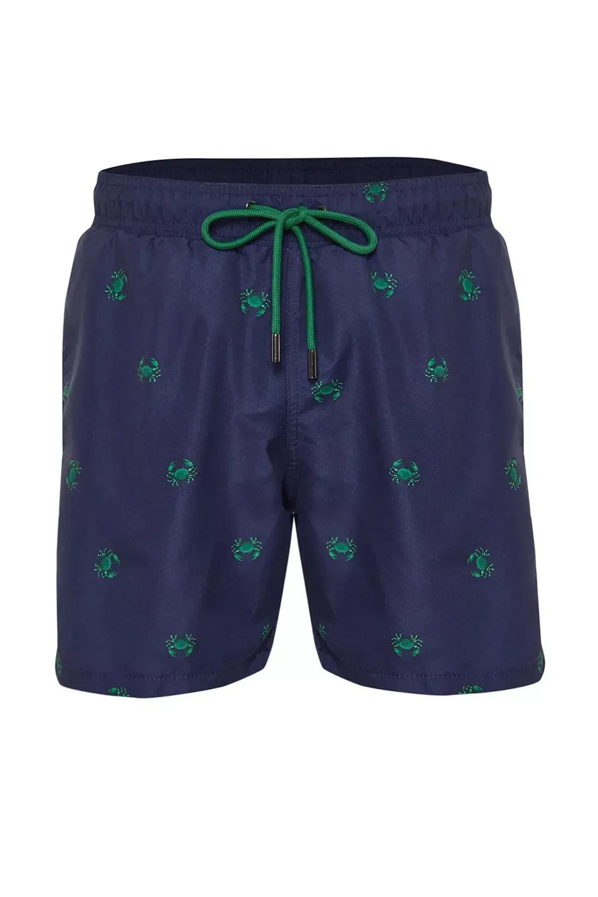 Navy Patterned Swimming Shorts, , large image number 5