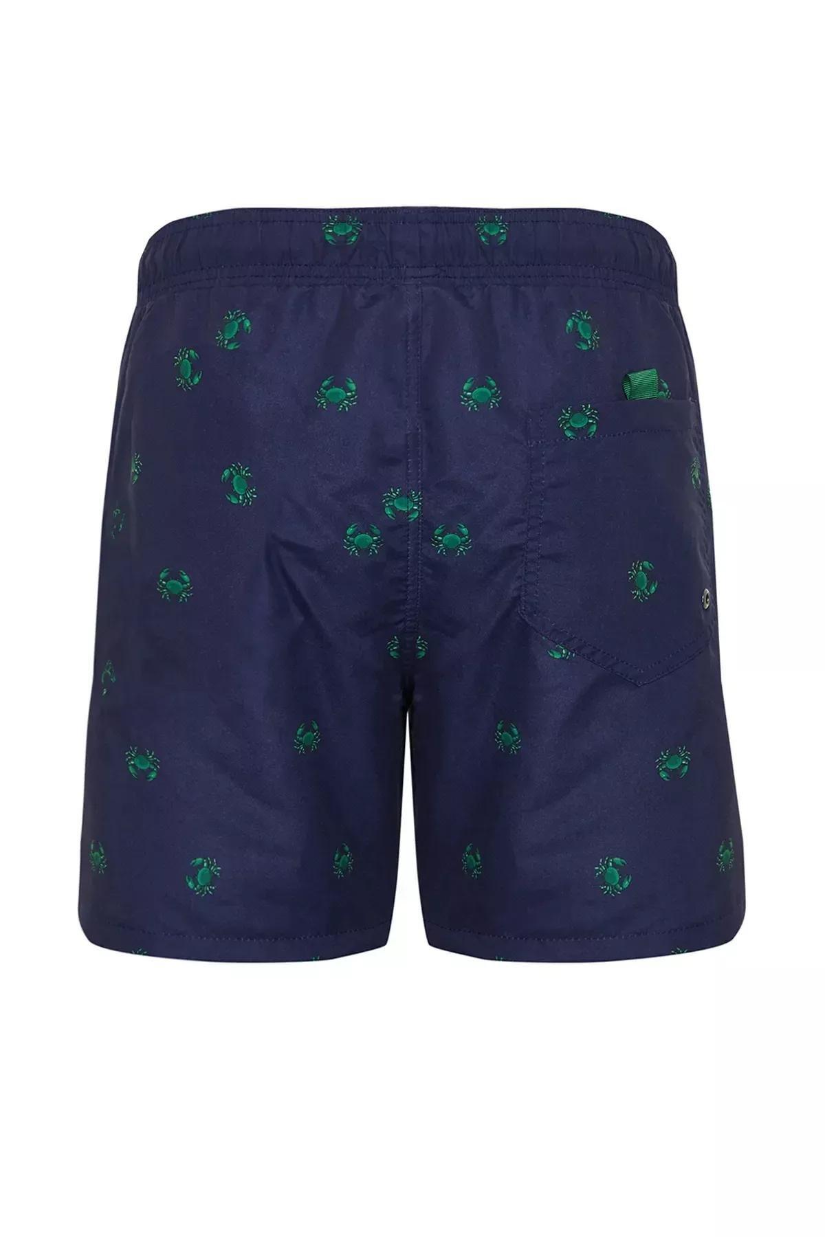 Navy Patterned Swimming Shorts, , large image number 6