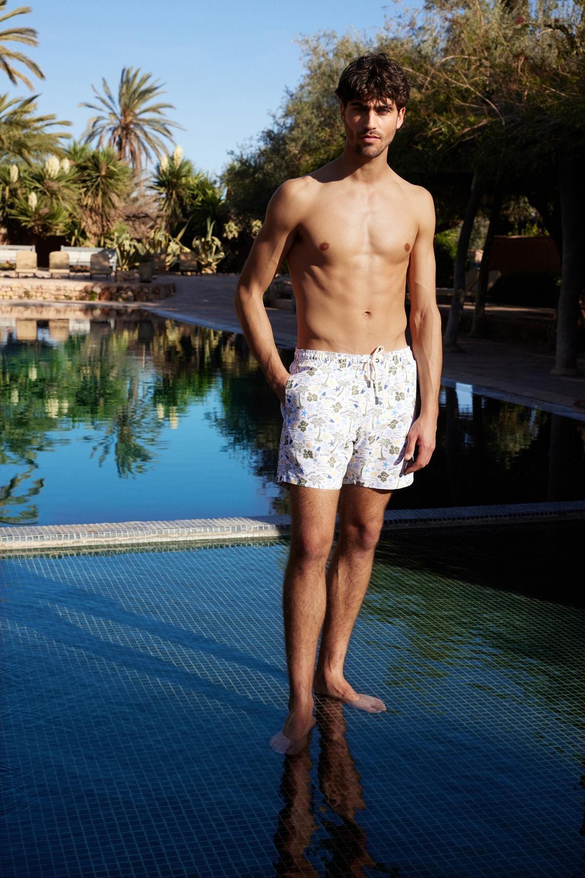 Standard Size Palm Tree Patterned Swim Shorts TMNSS24DS00004, single, C101_205, large image number 0