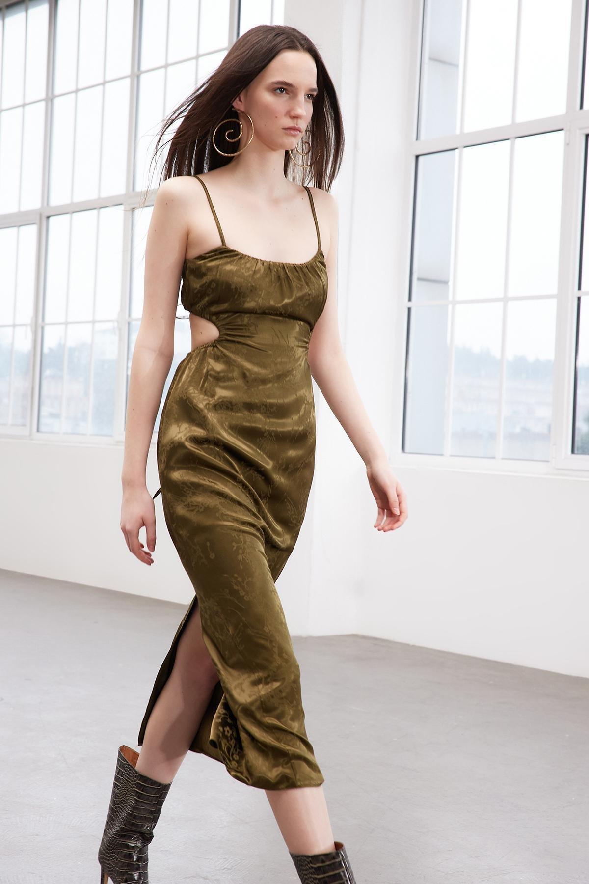 Khaki Limited Edition Satin Dress, , large image number 0